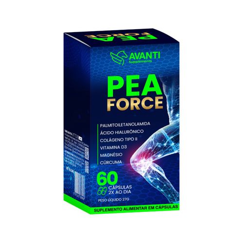 PEA Force - PEA + Colánego Tipo 2 + Cúrcuma + Vitamina D3+ Magnésio + Ácido Hialurônico 60 Cápsulas - Avanti Supplements