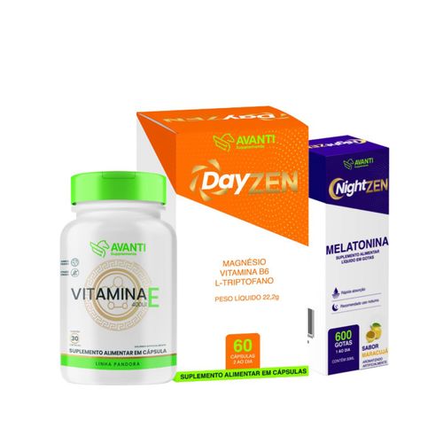 Kit Calmante Dayzen + Nightzen + Vitamina E Suplemento Alimentar - Avanti Supplements Kit Calmante Dayzen + Nightzen + Vitamina E