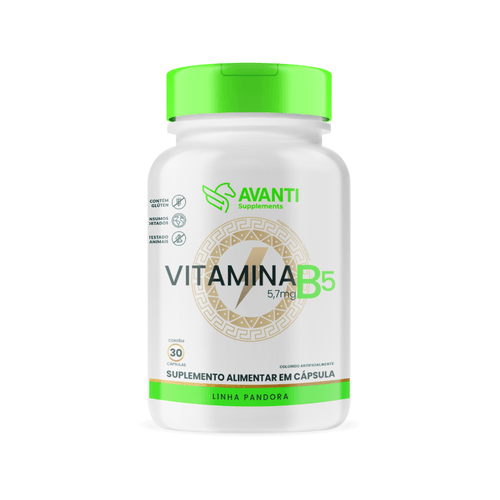 Vitamina B5 5,7mg Suplemento Alimentar 30 Cápsulas Variação Sem Sabor