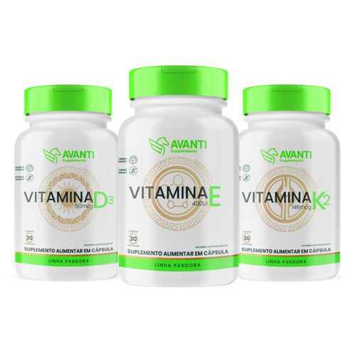 Kit Vitamina D3 + E + K2 Suplemento Alimentar - Avanti Supplements Kit Suplemento Alimentar D3 + E + K2 Kit Vitamina D3 + E + K2 Suplemento Alimentar - Avanti Supplements Kit Suplemento Alimentar D3 + E + K2