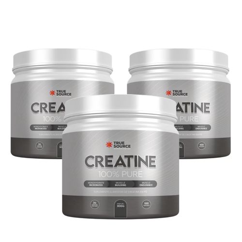 Kit 3 True Creatine 100% Pure Creatina Monohidratada 300g TrueSource Sem Sabor