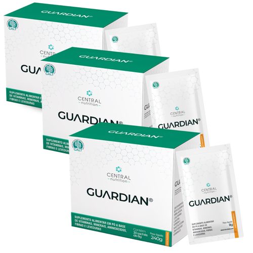 Kit 3 Guardian Aminoácidos Probióticos 30 Sachês Central Nutrition Tangerina