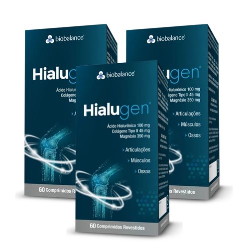 Kit 3 Hialugen Magnésio Colágeno Ácido Hialurônico Biobalance Sem Sabor