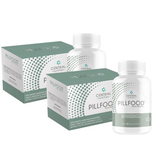 Kit 2 Pillfood Silício Orgânico Vitaminas 60 Cap Central Nutrition Sem Sabor