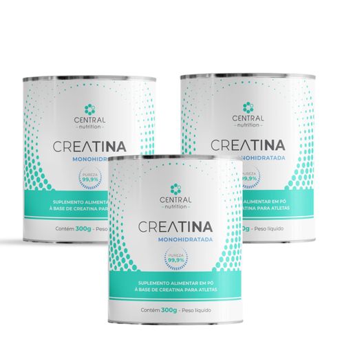 Kit 3 Creatina Monohidratada  99,9%  Pureza 300g Central Nutrition Sem Sabor