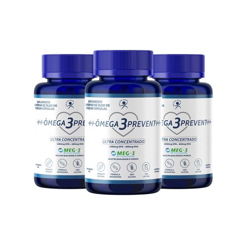 Ômega 3 Prevent Ultra Concentrado 1000 Epa 400 Dha 180 Caps 3 Frascos Nutriage Ômega 3 Prevent Ultra Concentrado 1000 Epa 400 Dha 180 Caps 3 Frascos Nutriage