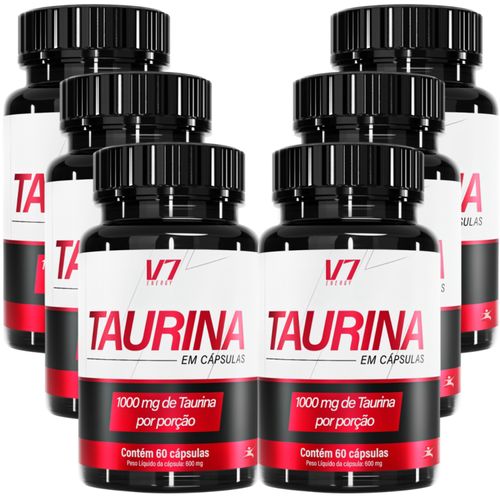 KIT 6 TAURINA 1000MG POR PORÇÃO 60 CÁPSULAS CADA - TOTAL: 360 CÁPSULAS - V7 ENERGY KIT 6 TAURINA 1000MG POR PORÇÃO 60 CÁPSULAS CADA - TOTAL: 360 CÁPSULAS - V7 ENERGY