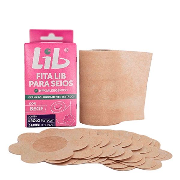 Fita Para Seios Lib Bege 1 Rolo + 5 Lib Pétalas