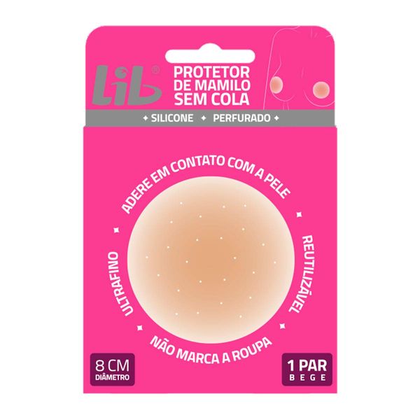Protetor de Mamilo Lib Sem Cola Perfurado Silicone Reutilizável 1 Par