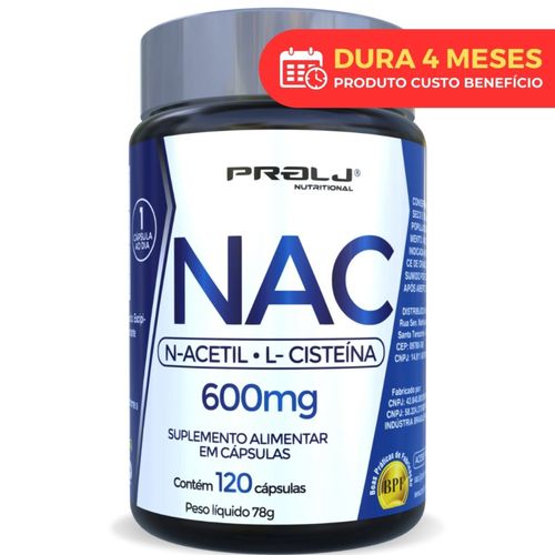 NAC N-Acetilcisteína 600mg – 120 cápsulas – Antioxidante e Suporte Imunológico | PROLJ Nutritional NAC 600MG 120 CÁPSULAS NAC N-Acetilcisteína 600mg – 120 cápsulas – Antioxidante e Suporte Imunológico | PROLJ Nutritional NAC 600MG 120 CÁPSULAS