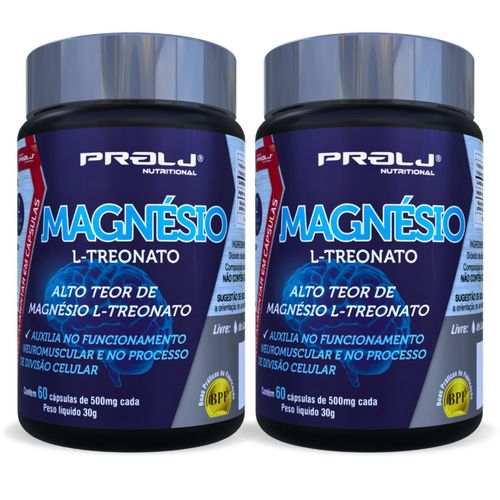 Kit 2 Magnésio L-Treonato 500mg 60 cápsulas Prolj Nutritional MAGNÉSIO L-TREONATO 500mg 120 CÁPSULAS KIT 2