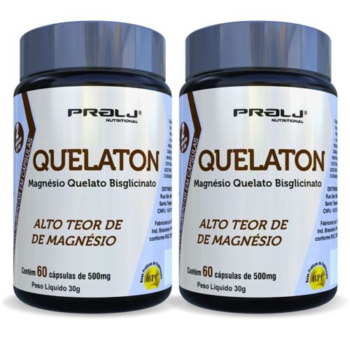 Kit com 2 Quelaton Magnésio Quelato Bisglicinato 1000mg na porção 120 cápsulas Prolj Nutritional QUELATON MAGNÉSO QUELATO BISGLICINATO 500mg KIT 2