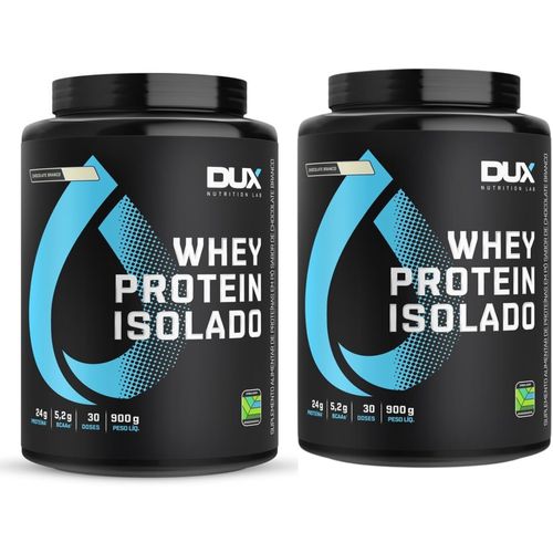 Kit 2 Whey Protein Isolado BCAAs Todos Sabores 900g Dux Nutrition Chocolate Branco Kit 2 Whey Protein Isolado BCAAs Todos Sabores 900g Dux Nutrition Chocolate Branco