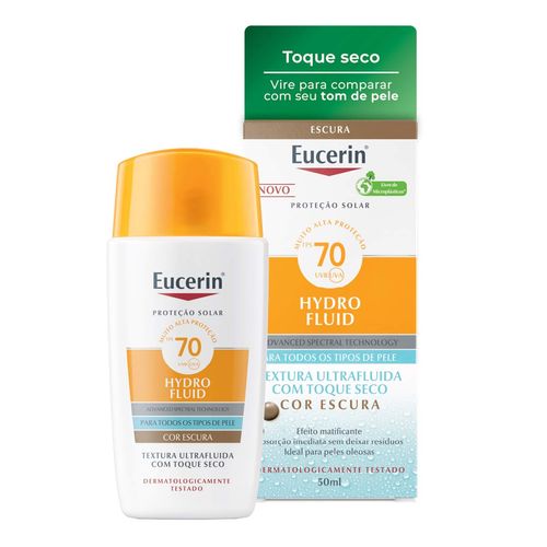 Protetor Solar Facial Eucerin Fps 70 Sun Hydro Fluid Cor Escura 50Ml
