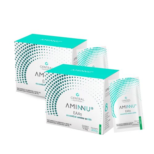 Kit 2 Aminnu EAAs  Aminoácidos 30 Sachês 10g Central Nutrition Limão Kit 2 Aminnu EAAs  Aminoácidos 30 Sachês 10g Central Nutrition Limão