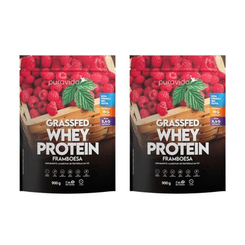 NOVO Kit 2 Un WHEY GRASSFED PURAVIDA 900G Framboesa NOVO Kit 2 Un WHEY GRASSFED PURAVIDA 900G Framboesa