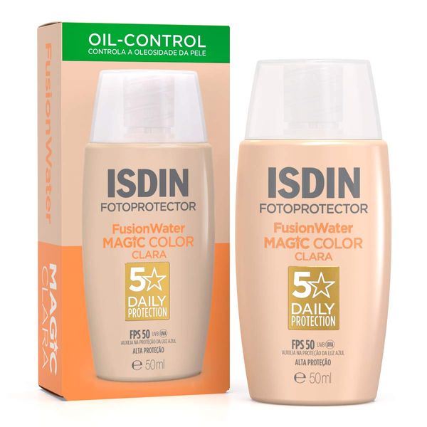 Protetor Solar Facial ISDIN FPS 50 Fusion Water Magic Color Cor Clara 50ml