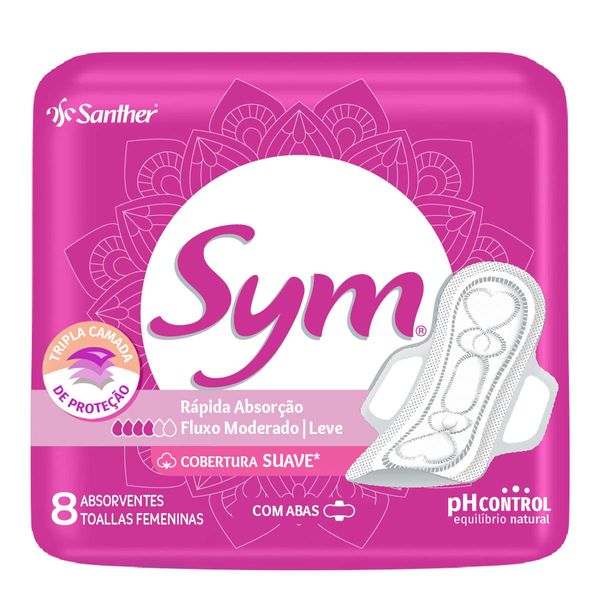 Absorvente Sym Total Protect Suave Com Abas 8 Unidades