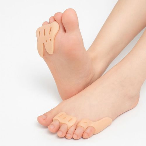Par Separador de dedos do Pé em Silicone Protetor Joanetes Bege