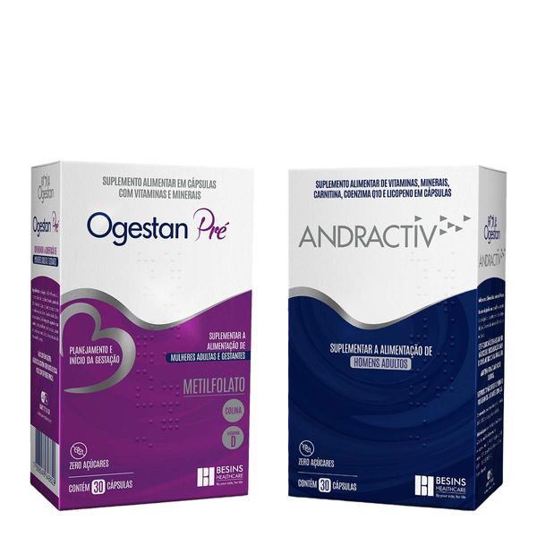 Kit Suplemento Alimentar Andractiv 30 Cápsulas + Ogestan Pré 30 Cápsulas 2 Unidades