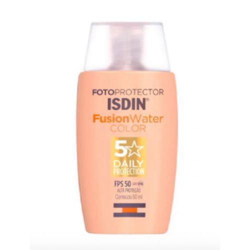 Protetor Solar Facial Isdin Fusion Water FPS50 50ml Cor Média + Sérum Facial Vitamina C Fermeté 30ml
