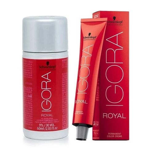 Kit Ox 9% 30V E Coloração Schwarzkopf Igora Royal 5/65 Castanho Claro Marrom Dourado 60ml