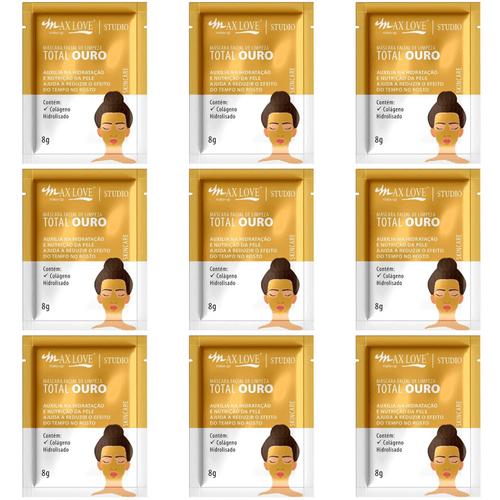 Kit c/9 Máscara Facial Peel Off 8g Ouro Max Love