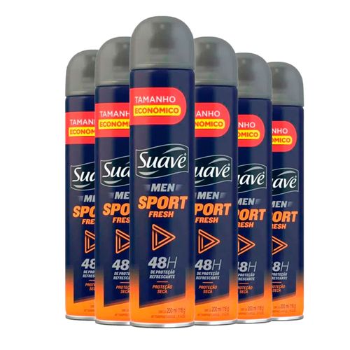 Kit c/6 Unidades de Desodorante Suave Aero Men Sport 200ml cada