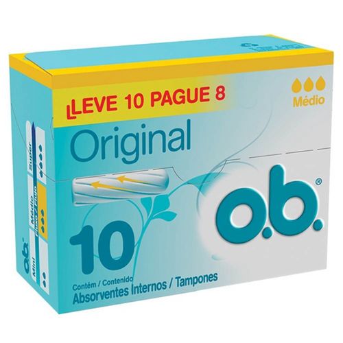 Kit c/9 Absorvente Interno O.B. Médio c/ 10 Unidades