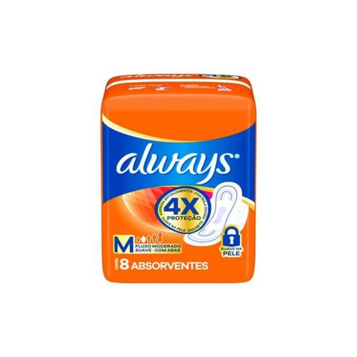 Kit c/9 Absorvente Always Suave Com Aba 8 Unidades