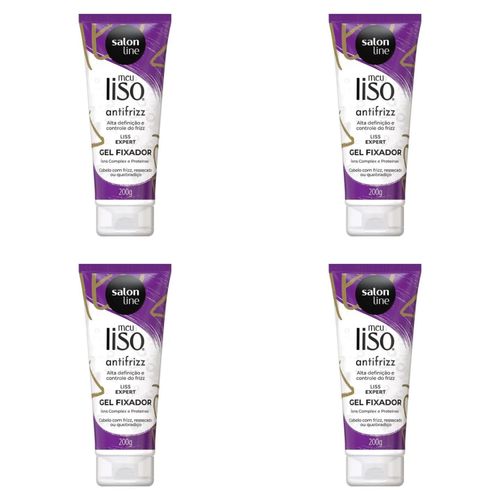 Kit c/4 Unidades de Gel Fixador Salon Line 200g Meu Liso Antifrizz