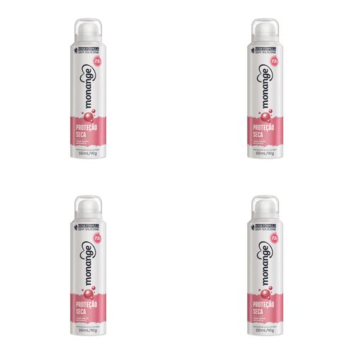 Kit c/4 Unidades de Desodorante Aero Monange 90g Proteção Seca