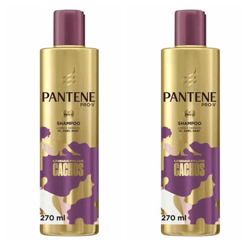 Kit c/2 Unidades de Shampoo Pantene Unidas Pelos Cachos 270ml