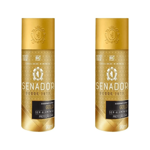 Kit c/2 Unidades de Desodorante Spray Senador 90ml Sport/Gold