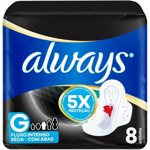 Kit c/2 Absorvente Cobertura Seca Noturno Com Abas Always Simples 8 Unidades