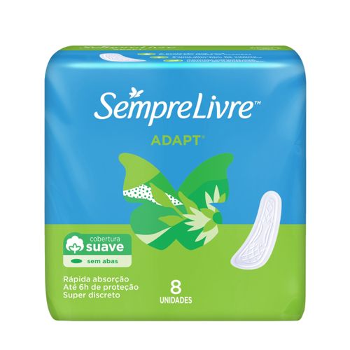 Kit c/2 Absorvente Externo Sempre Livre Adapt Cobertura Suave sem Abas 8 unidades