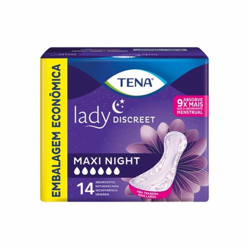 Kit c/16 Absorvente Tena Lady Discreet Maxi Night c/14 Unidades
