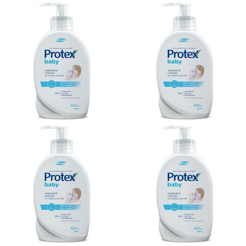 Kit c/4 Sabonetes Líquido Protex Baby Proteção Delicada 400ml