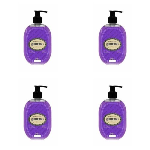 Kit c/4 Sabonetes Liquido Phebo Odor De Rosas 320ml Toque De Lavanda