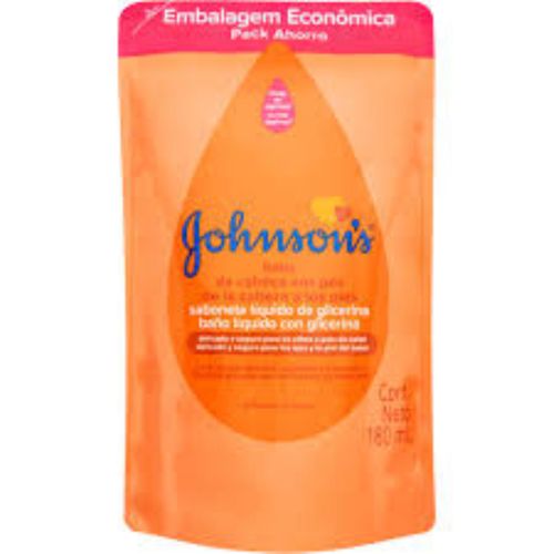 Kit c/4 Refil Sabonete Líquido Glicerinado Johnsons Baby Da Cabeça Aos Pés 180ml