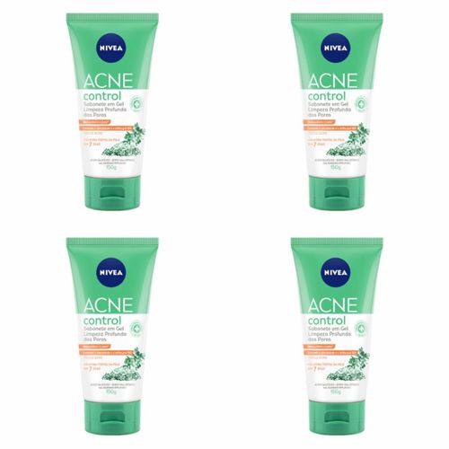 Kit c/4 Sabonete Facial Nivea 150ml Gel Acne Control