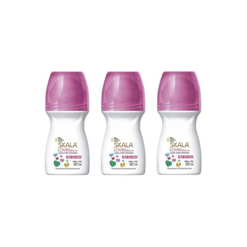 Kit c/3 Unidades de Skala Desodorante Roll-On 60ml Love Intense