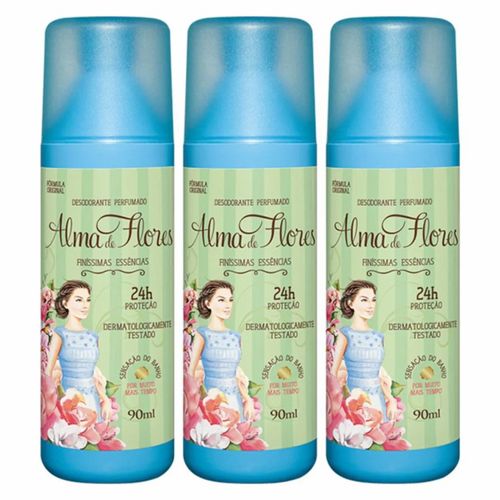 Kit c/3 Unidades de Desodorante Spray Alma De Flores 90ml Intense