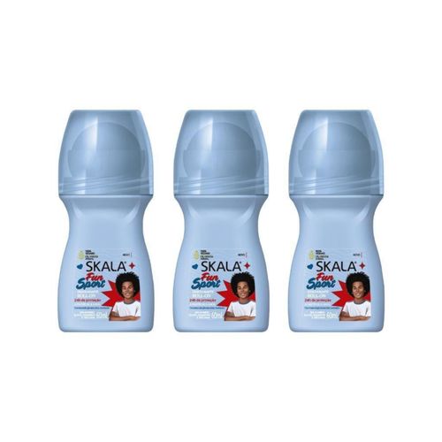 Kit c/3 Unidades de Desodorante Skala Kids Fun Sport Roll-On 60ml