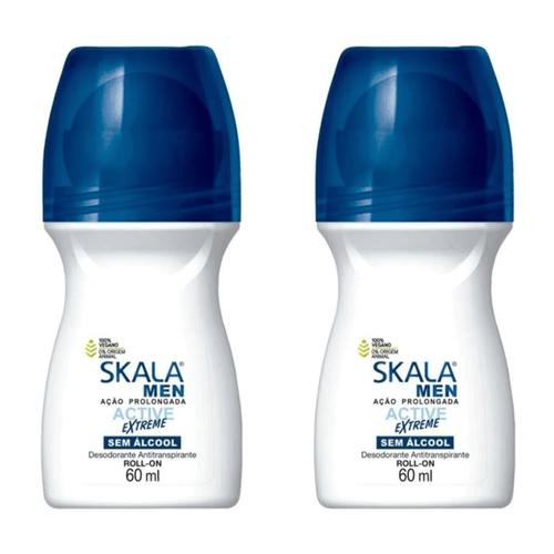 Kit c/2 Unidades de Desodorante Rollon Skala 60ml For Men Active Extreme