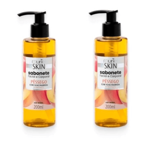 Kit c/2 Sabonetes Líquido Facial Corporal Muriel Skin Pêssego 200ml
