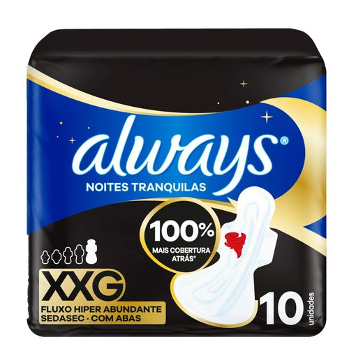 Kit c/16 Absorvente Cobertura Suave Noturno Com Abas 40Cm Always Simples 10 Unidades