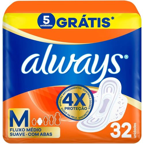 Kit c/16 Absorvente Always Pink Suave Com Aba 32 Unidades