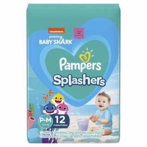 Kit 4 Fraldas Pampers Splashers Mar/Pis P/M 12 Unidades cada