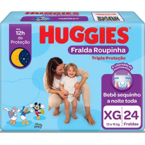Kit 4 Fraldas Infantil Huggies C/24 Unidades cada Roupinha Tripla Proteção Xg